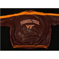 Michael Vick Signed Virginia Tech Leather Jacket (JSA COA)