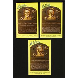 Lot of 3 Bob Feller Signed Indians Gold HOF Postcards (PA LOA)