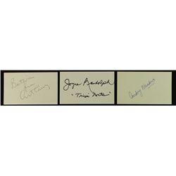 Lot of (3) Signed "Honeymooners" Index Cards: Meadows, Carney & Randolph (PA LOA)
