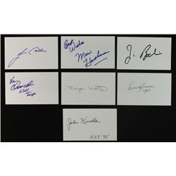 Lot of (7) Signed Basketball Coach Index Cards Including Boeheim, Calhoun (PA LOA)