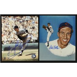 Lot of (2) Signed Baseball 8x10 Photos: Bob Feller & Gaylord Perry (PA LOA)