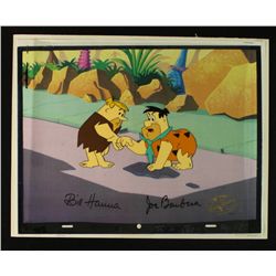 The Flintstones Original Animation Production Cel Signed by Bill Hanna & Joseph Barbera (WB LOA)