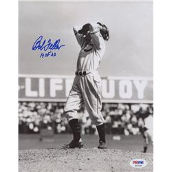 Bob Feller Signed Indians 8x10 Photo: Inscribed "HOF 62" (PSA COA)