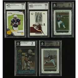 Lot of (5) Graded Football Cards with Ryan Mathews RC, Braylon Edwards RC, Ronnie Brown RC