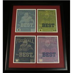 Set of (4) Larry Fitzgerald Cardinals 1/1 Beckett Printing Plates Custom Framed to 24x31