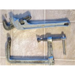 SLIDING CLAMP AND OFFSET PIPE WRENCH (18IN)