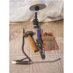 SOLDERING IRON, AUGER BITS, MAGNETIC BASE LAMP,