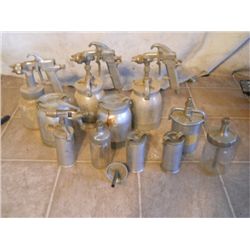 4 SPRAY GUNS WITH 9 METAL AND 2 GLASS CANISTERS
