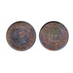 1859. Wide 9/8. PCGS graded Mint State-63. Red-Brown. 30% red luster. Another mint state example of 