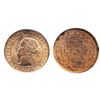 Image 1 : 1893. ICCS Mint State-65. Red. 90% red luster. A rare date in gem condition. Great ‘eye appeal’.
