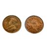 Image 2 : 1920. Small. ICCS Mint State-64. Red. 80% luster; FIVE CENTS. 1922. ICCS Mint State-62. Lot of two (