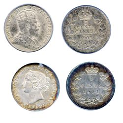 1901. PCGS graded AU-58. Light golden toning; 1903-H, Small H. PCGS graded AU-55. Light to medium he