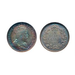 1909. Round Leaves. NGC graded Mint State-66. Medium to heavy, even amber toning, with purple highli