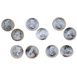 1956, 1958, 1959, 1960, 1968, Silver. Lot of five (5) coins, all Gem ICCS Mint State-65.