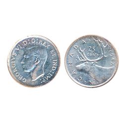 1947, Maple Leaf. ICCS Mint State-63; 50 CENTS. 1950. ICCS Mint State-62. Both brilliant and lustrou