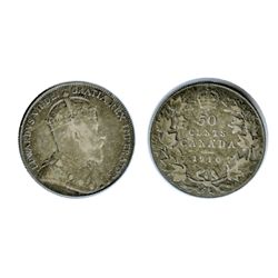 1910. Ed. Lvs. Fine-15; 1914, 1931, 1932, 1934, 1936. Lot of five (5) coins, average VG-8 or better.