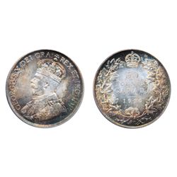 1920. Wide O variety. PCGS graded Mint State-65. Superb light to medium heavy rainbow toning. A Gem 