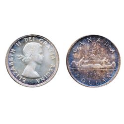 1954. ICCS Mint State-65. The obverse with faint gold ‘P.Q.’ toning. The reverse with deep iridescen