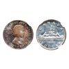 Image 1 : 1957. NGC graded Mint State-65. The obverse with medium heavy rainbow toning. The reverse fully bril