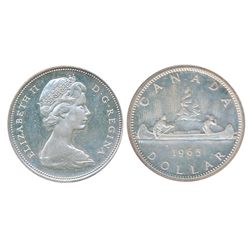 1965. Type 3. Large Beads, Blunt 5. Proof-Like-65. Heavy Cameo. Traces of light blue toning.