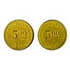 Image 2 : Alaska Tokens. A.R.R.C. Set of ‘Good For’ tokens. 1,5,10, 25, 50, $1.00. Alum. $5.00, $10.00 Brass. 