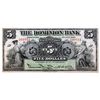 Image 1 : THE DOMINION BANK. $5.00. Jan. 2, 1925. CH-220-16-14. No. 390951/D. Austin, right. PMG graded Very F