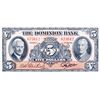 Image 1 : THE DOMINION BANK. $5.00. Jan. 3, 1938. CH-220-28-02. No. 673012. Signed Carlisle-Rae. BCS graded Al