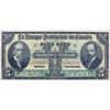 Image 1 : LA BANQUE PROVINCIALE DU CANADA. $5.00. 1 Aout 1928. CH-615-14-08. No. L106361. PMG graded Very Fine