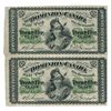 Image 1 : DOMINION OF CANADA. 25 CENTS. March 1, 1870. DC-1c. Plain variety. An uncut pair of two (2) notes. V