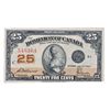 Image 1 : DOMINION OF CANADA. 25 CENTS. July 2, 1923. DC-24c. McCavour-Saunders. No. 548364. Check Letter ‘C’.