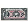 Image 1 : BANK OF CANADA. $20.00. 1935 Issue. English Text. BC-9a. Large Seal variety. No. A000006/A. Close cu