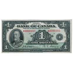 BANK OF CANADA. $1.00, $2.00, $5.00. BC-1, BC-3, BC-5. 1935 Issue. English Text. All three (3) with 