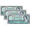 Image 1 : BANK OF CANADA. $1.00. 1954 Issue. BC-37b. Beattie-Rasminsky. No. W/W0299106, 9107, 9108. Lot of thr
