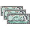 Image 1 : BANK OF CANADA. $1.00. 1954 Issue. BC-37b. Beattie-Rasminsky. No. W/N0299111, 9112, 9113. Lot of thr