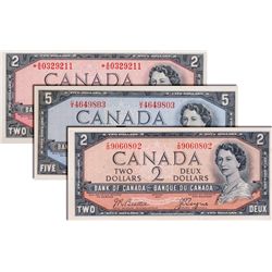 BANK OF CANADA. $2.00. 1954 Issue. BC-38a. Beattie- Coyne. No. I/B9060802. Extra Fine. A scarce pref