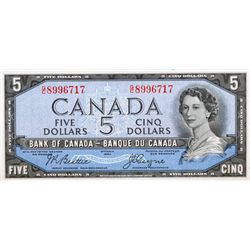 BANK OF CANADA. $5.00. 1954 Issue. BC-31b. Beattie-Coyne. ‘Devil’s Face’. No. G/C8996717. PCGS grade