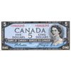 Image 1 : BANK OF CANADA. $5.00. 1954 Issue. BC-39aA. Beattie-Coyne. Modified. No. *A/C0021285. PCGS graded Un