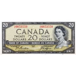 BANK OF CANADA. $20.00. 1954 Issue. BC-33b. Beattie-Coyne. ‘Devil’s Face’. No. D/E6653559. PCGS grad