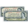 Image 1 : BANK OF CANADA. $20.00. 1954 Issue. BC-41a. Modified. No. K/E2740912. CCCS graded Unc-63; $20.00. 19