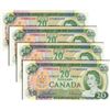 Image 1 : BANK OF CANADA. $20.00. 1969 Issue. BC-50a. Beattie-Rasminsky. No.’s EP4895239, 5240, 5241, 5242. Al