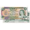 Image 1 : BANK OF CANADA. $20.00. 1979 Issue. BC-54a. Lawson-Bouey. No. 50138165864 & 5865. Two consecutive no