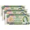 Image 1 : BANK OF CANADA. $20.00. 1969 Issue. BC-50a. Beattie-Rasminsky. No.’s EF4420713, 715, 715. All three 