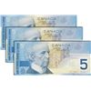 Image 1 : BANK OF CANADA. $5.00. 2005 Issue. BC-62bA. Insert notes. Jenkins-Dodge. No.’s HOU6908260, 8261, 826