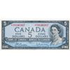 Image 1 : BANK OF CANADA. $5.00. 1954 Issue. BC-39bA. No. *NX0140307. BCS graded Extra Fine-40.