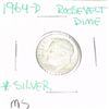 Image 1 : 1964-D ROOSEVELT SILVER DIME *RARE MS HIGH GRADE*!!