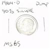 Image 1 : 1964-D ROOSEVELT SILVER DIME *EXTREMELY RARE MS-65 HIGH GRADE*!!