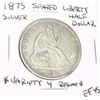 Image 1 : 1875 SEATED LIBERTY HALF DOLLAR Variety 4 Resumed *EXTREMLY RARE EXTRA FINE-45 GRADE*!!