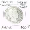 Image 1 : 1907-O BARBER SILVER HALF DOLLAR *EXTREMLY RARE FINE-12 GRADE* Hard to Find Half Dollar!!