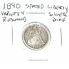 Image 1 : 1890 LIBERTY SEATED *VARIETY 4 RESUMED* SILVER DIME *RARE DATE LEDGIBLE - NICE COIN*!!