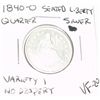 Image 1 : 1840-O SEATED LIBERTY SILVER QUARTER DOLLAR VARIETY 1 NO DRAPERY *RARE VERY FINE-20 GRADE* HARD TO F